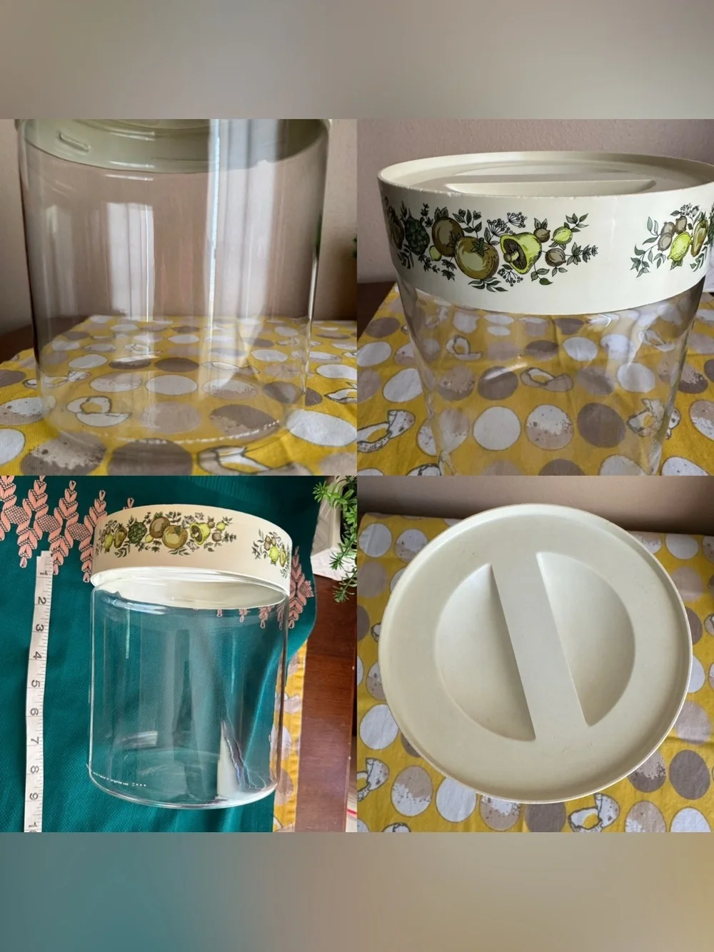 Vintage Pyrex Spice of Life circular storage canister with lid
